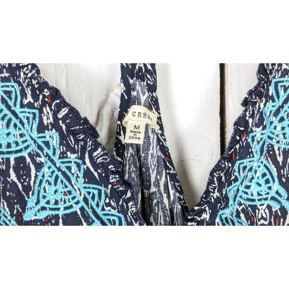 En Creme long blue embroidered tribal IKAT print strappy maxi boho dress - Picture 4 of 6